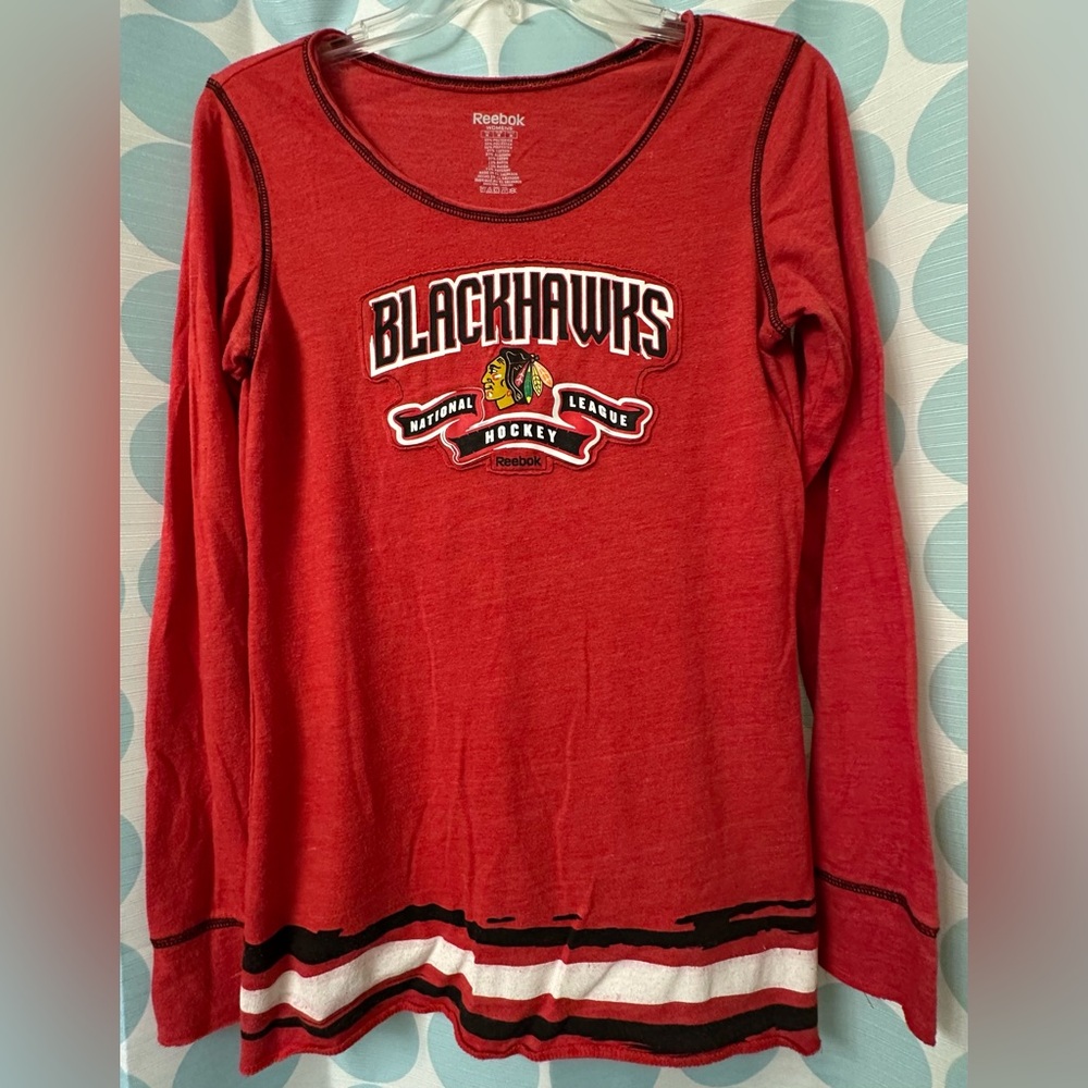 Women’s Chicago Blackhawks L/S Shirt, Red/Black, Size Medium